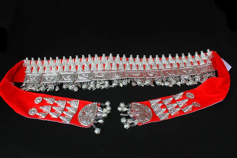 

Miao Silver Jewelry Waistband Chinese Folk Style Ethnic Dance Performance Accessories Hmong Jewellry Belts Cummerbunds