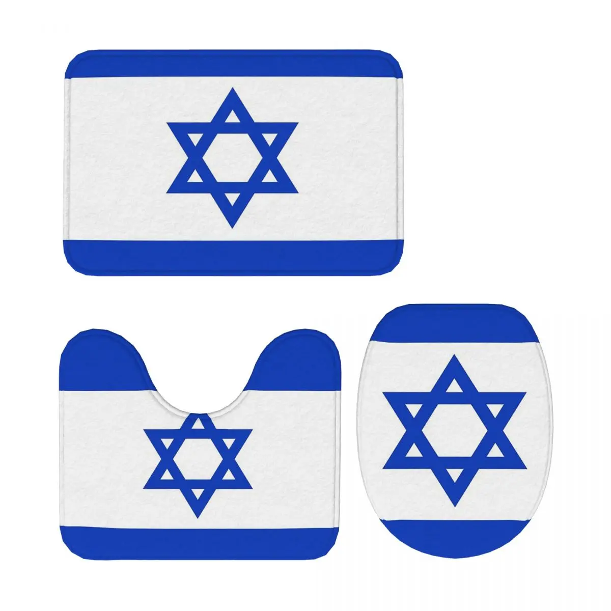 

Флаг Израиля, 3-х предметный коврик для ванной, набор для ванной комнаты, крышка для унитаза, домашний декор, нескользящий ковер, напольный коврик