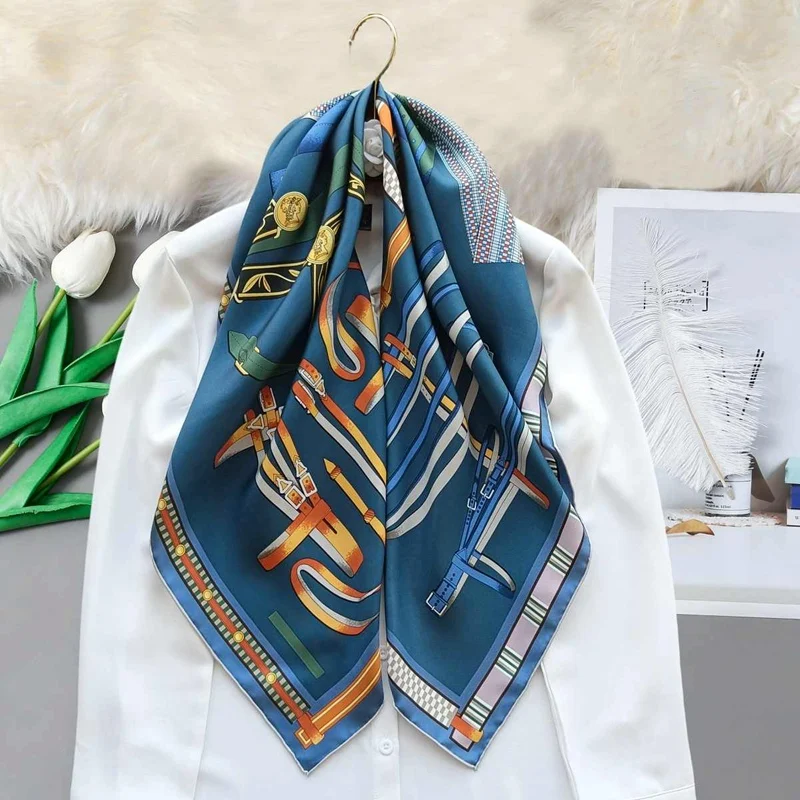 Large Square 100% Silk Scarf Wraps Head Scarves Hijab Shawl 88*88cm