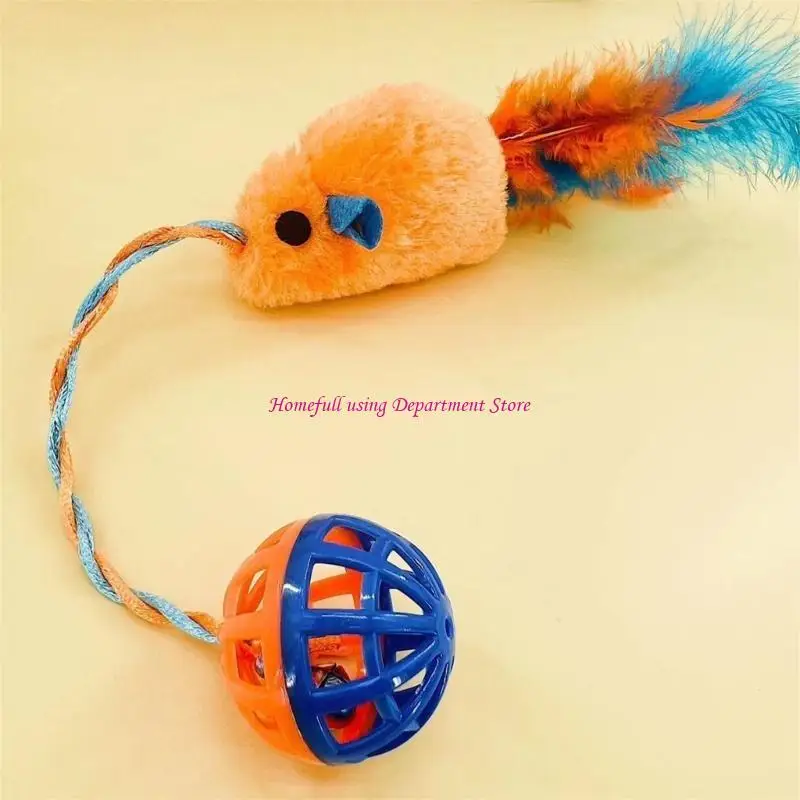 

Colored Cats Exercise Toy Plush Mouse with Bells Stimulation Safe Fabric Gift