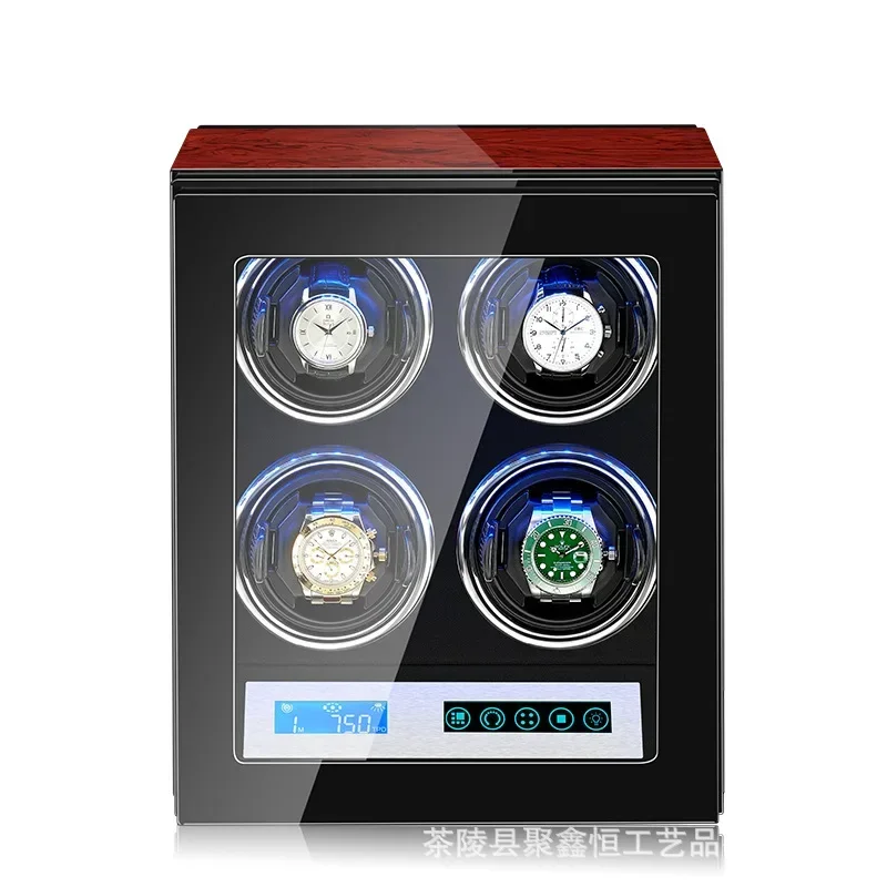 Luxueuze Houten Horloge Winder Voor Automatische Horloges Rolex Box Sieraden Display Collector Opslag Houtnerf Met Licht