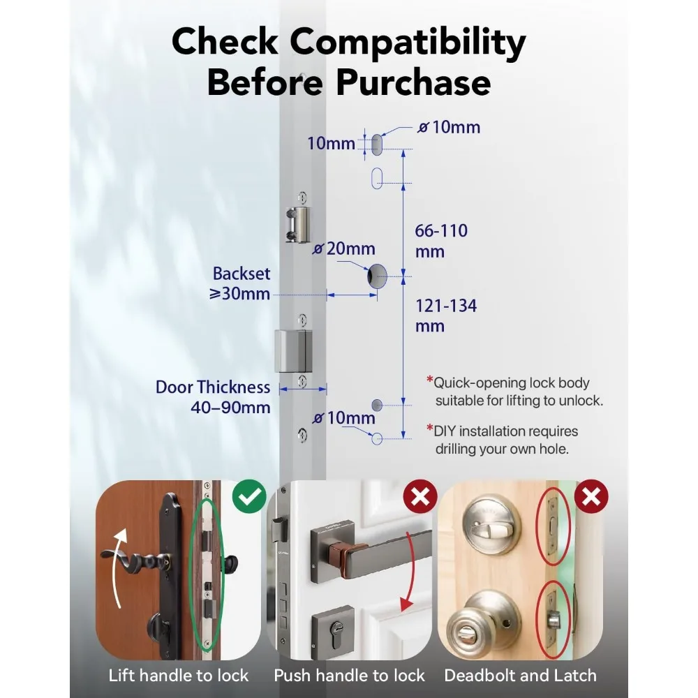Smart Lock Fingerprint Door Lock Smart Deadbolt, Finger Print, Key Card, Keypad, App Control, Remote Lock/Unlock，Suitable for Me