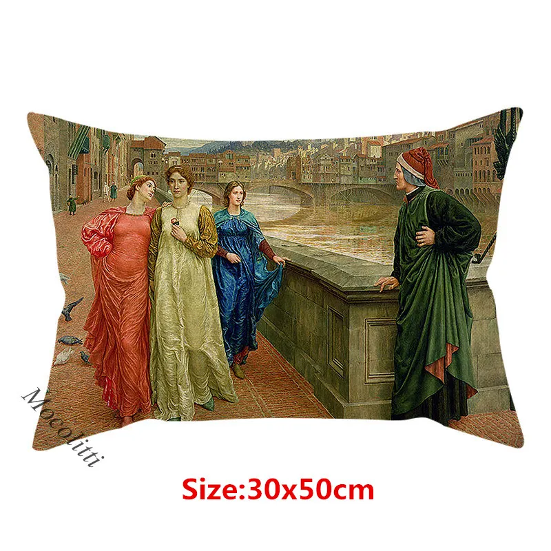 Vintage Oil Painting Art Nordic Lovers Love Story Style Home Decor Cushion Cover Living Room Sofa Elegant Decorative Pillow Case
