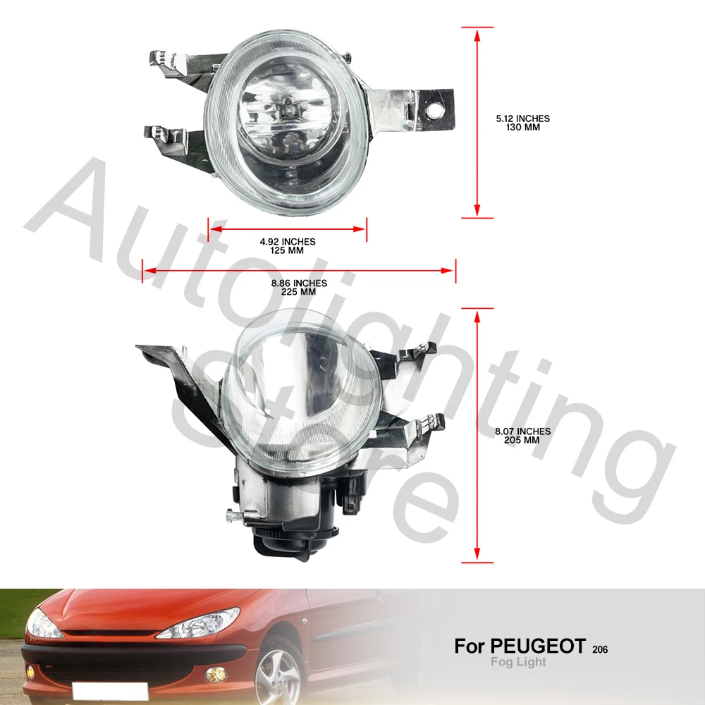 2 sztuki halogenowych świateł przeciwmgielnych DRL do Peugeot 206 S16 GTI CC SW 1998 1999 2000-2007 Zespół przednich świateł do jazdy dziennej