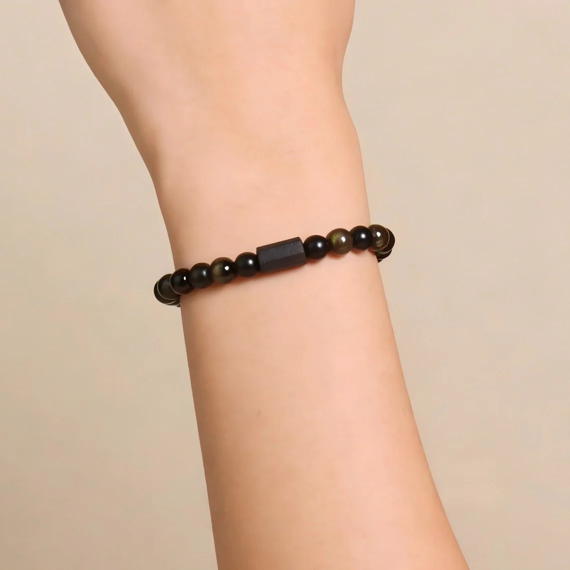 Schwarzes Turmalin-Armband Naturstein-Schmuck Personalisierte Armreifen Paar-Armbänder Herren-Armbänder Damen-Handaccessoires – Detail 29