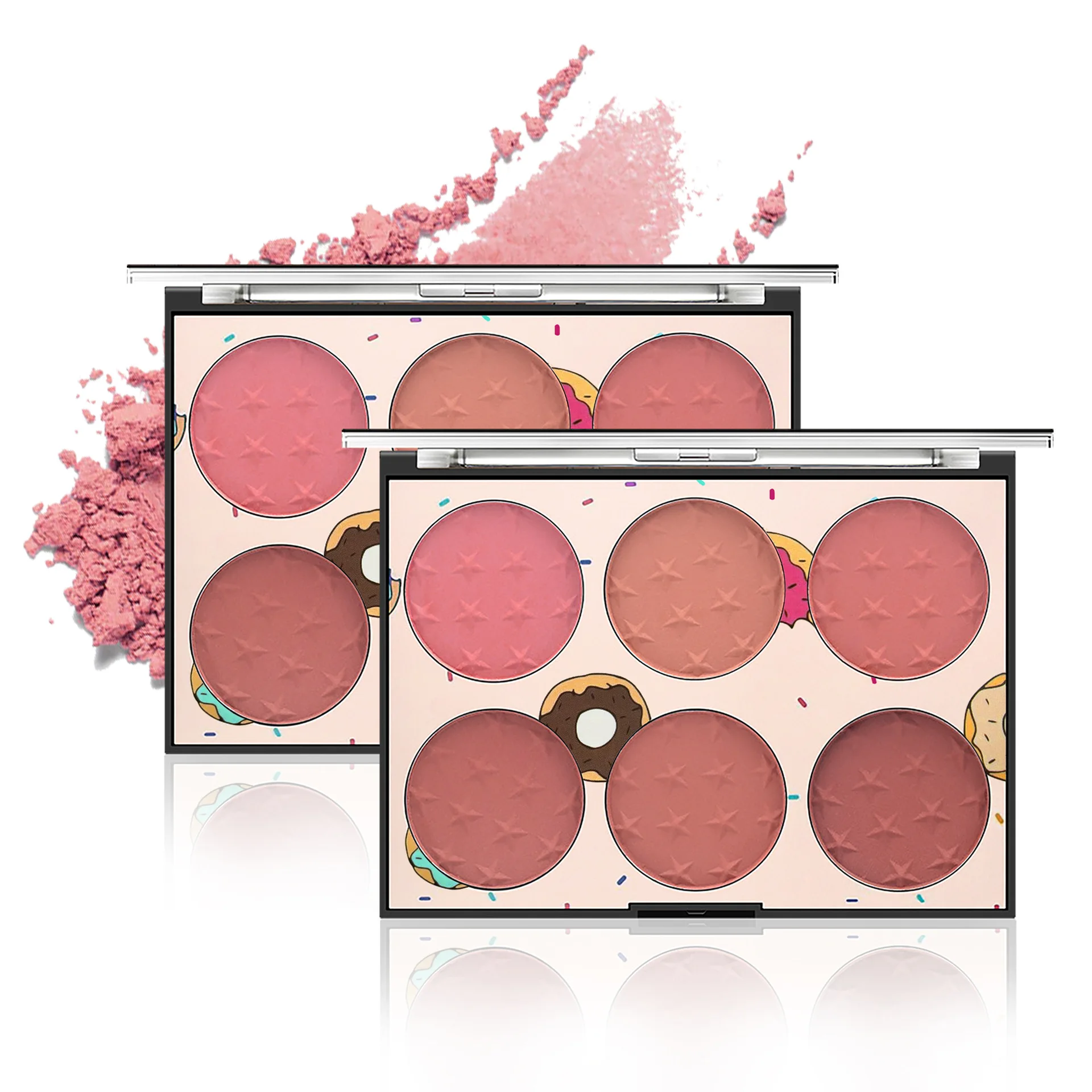 Paleta de blush de 6 cores, efeito fosco, natural de longa duração, alto pigmento, conjunto de maquiagem diária multicolorido fácil de usar para iniciantes
