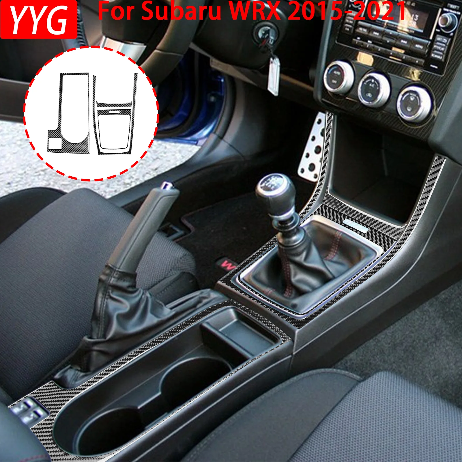 

For Subaru WRX 2015-2021 Carbon Fiber Center Console Gear Shift Cup Holder Panel Sticker Car Interior Modification Accessories