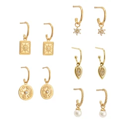 CRMYA gold-plated Tiny Summer Flower Sun Coin Stars Zircon Drop Hoop Earrings For Women Wedding Fashion Jewelry Wholesale