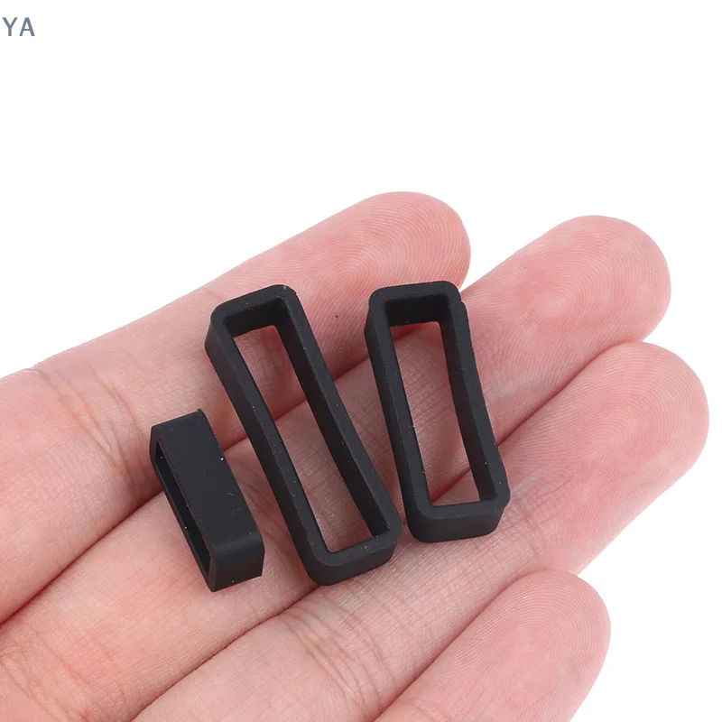 【YA】7 Sizes Black Silicone Watch Strap Retaining Hoop Loop Rubber Buckle Ring 14-26mm Retainer Holder Watchbands Accessories