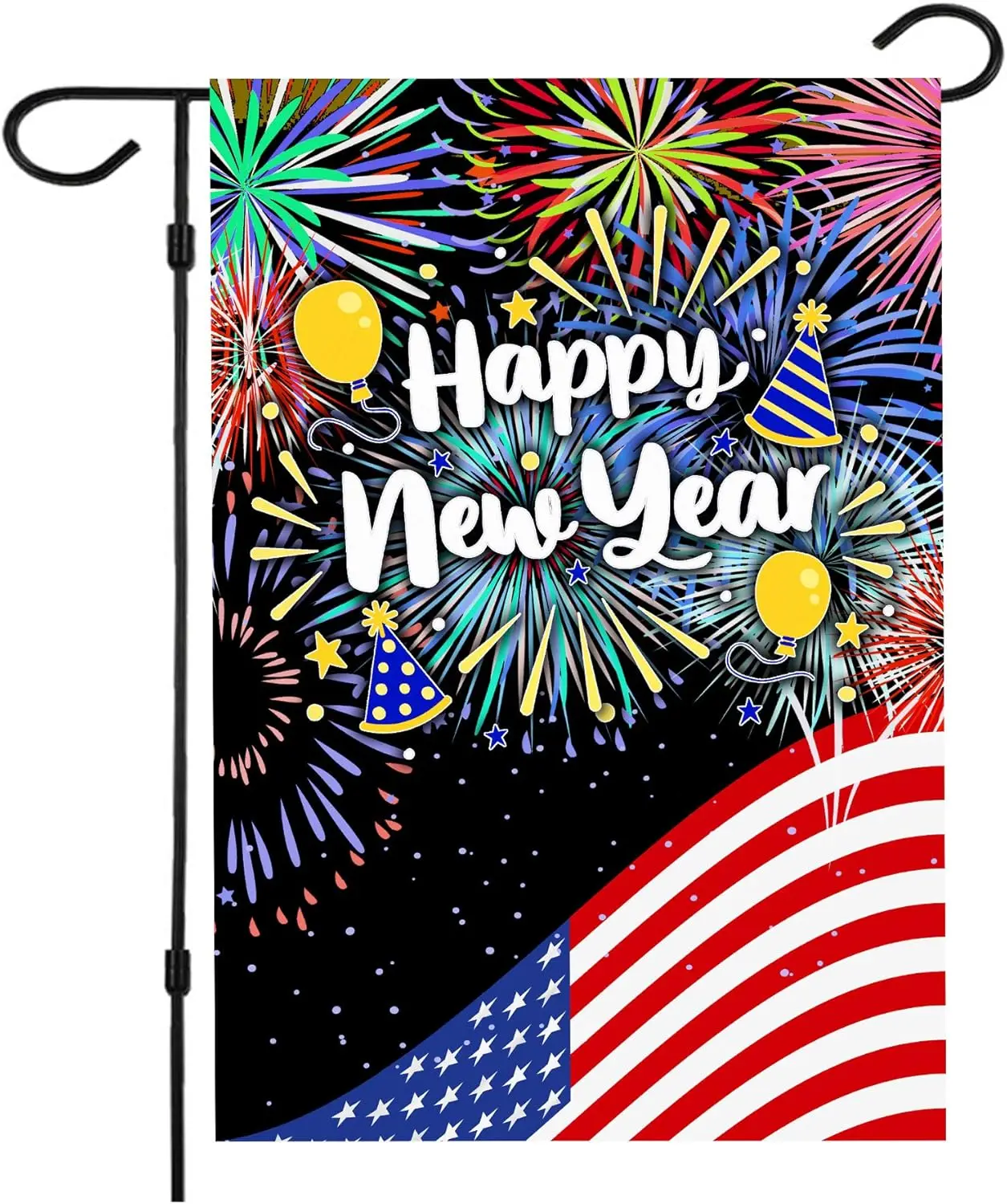 Happy New Year Garden Flag,New Years Flag 12.5 x 18 Inch House Flag for Greettings or Decoration XXP EEU SSL