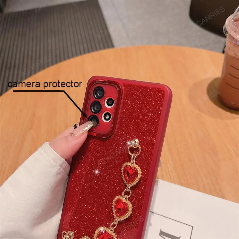 Custodia in Silicone glitterato con bracciale diamantato di lusso per Huawei Honor X8 X7 X6 X6s X8a 4G 5G X7a 50 90 Lite Nova 9 Cover