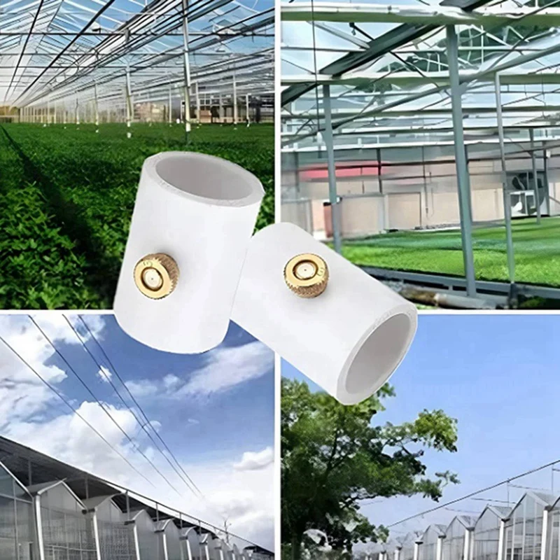 30Pcs 1/2Inch PVC Spray Nozzle Connector With Brass Misting Nozzle For Outdoor Cooling System