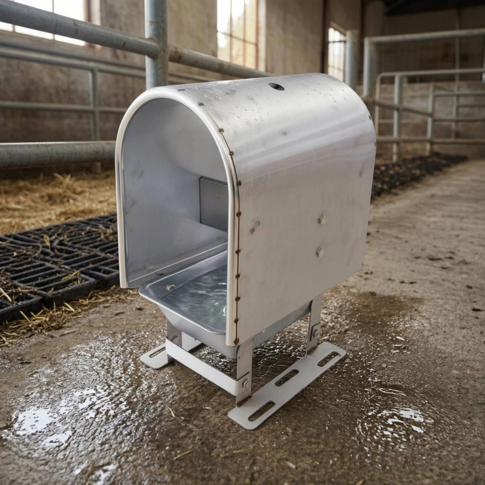 Pig Water Trough Mounted Buoyant Valve Water Feeder Livestock Drinking Bowl Metal Livestock Waterer Drain Hole