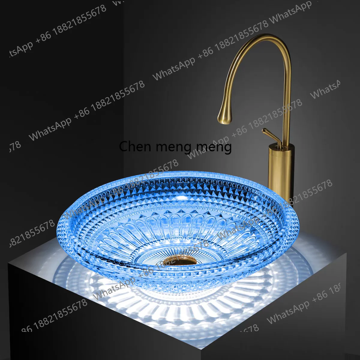 

Crystal Glass Countertop Washbasin for Home Use, Single Basin for Face Washing, Artistic Basin