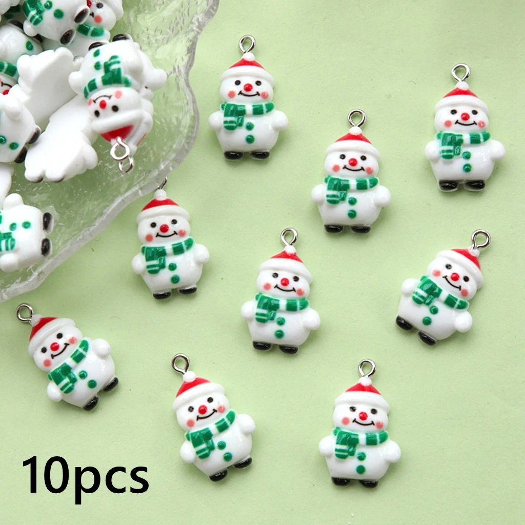 

10pcs Christmas Snowman Resin Charms, Festive Flat Back Pendants for DIY Jewelry Making Accessory, Crafts, Keychain Decorations