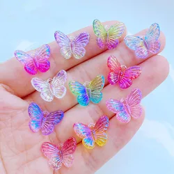 Nouveau papillon brillant Kawaii 12x16mm, Cabochons en résine à dos plat, bijoux de bricolage, accessoire de décoration artisanale, 40 pièces