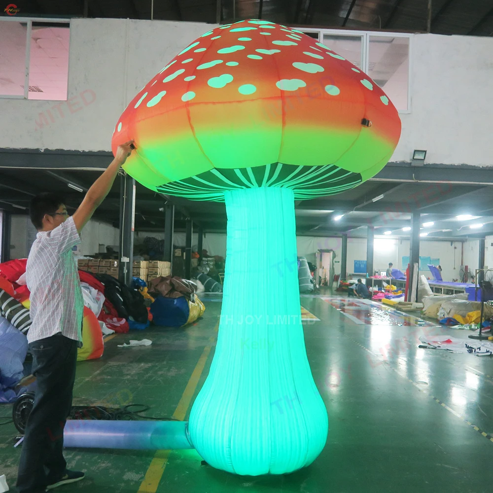 Free Door Shipping 4mH Giant LED Lighting Inflatable Mushroom Models Commercial Decoration Inflatables