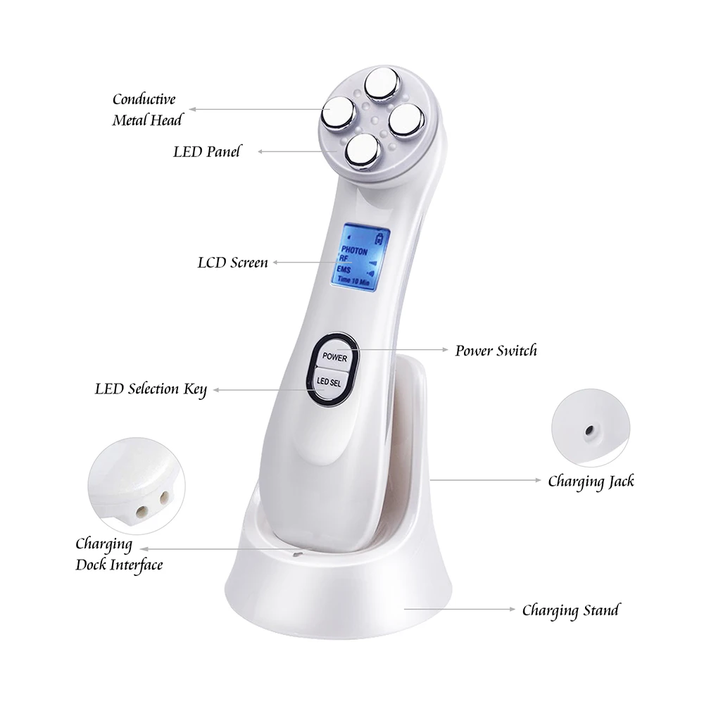 LED Photon Face Lifting Tighten Wrinkle Removal Skin Care Face Massager Facial Beauty Rf Radio Frequency Device