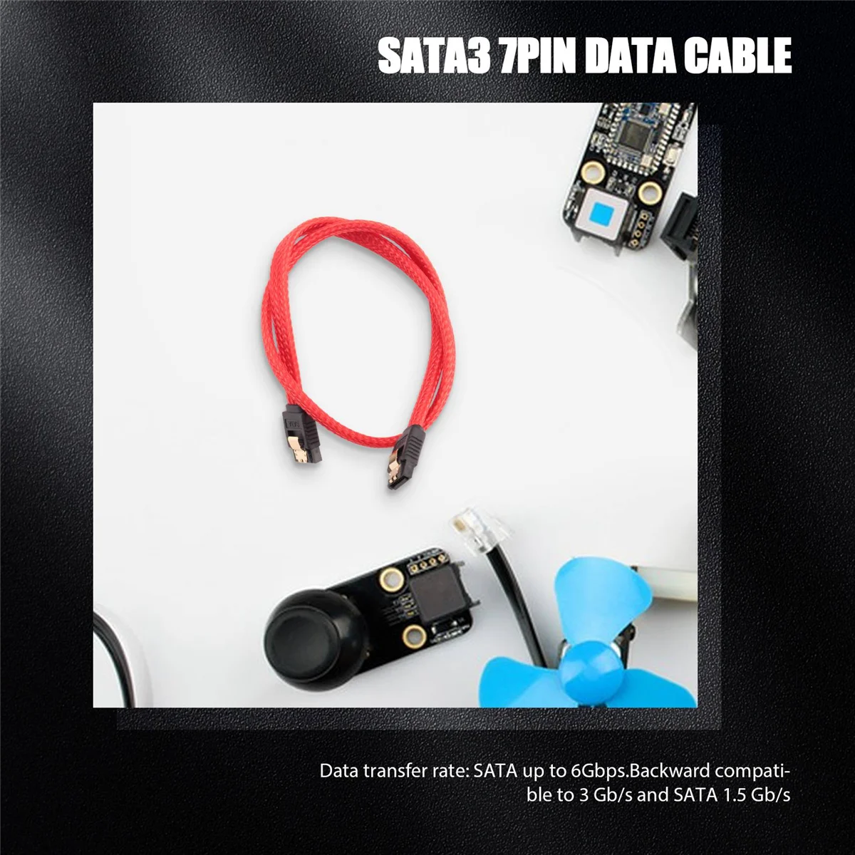 ใหม่ 50 ซม.SATA 3.0 III SATA3 7pin ข้อมูลสายเคเบิล 6 กิกะไบต์/วินาที SSD สาย HDD Hard Disk ข้อมูลสายไฟไนลอนแขนยาวรุ่นพรีเมี่ยม (สีแดง)