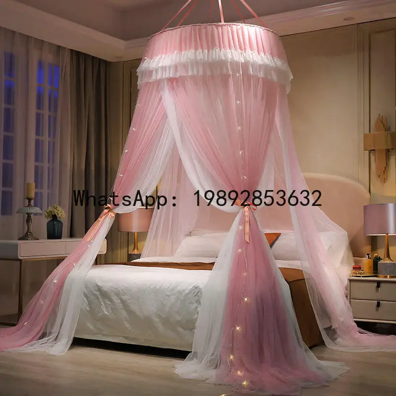Hys double-layer gauze dome mosquito net with three-door household anti-mosquito bed curtain bed curtain ceiling mosquito net