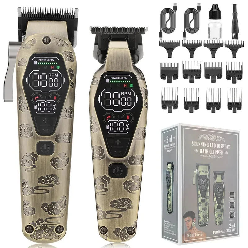 

Resuxi 642 Cordless Rechargeable Professional Barber Shop Salon Hair Cutting Clipper Trimmer 2 Pieces Set