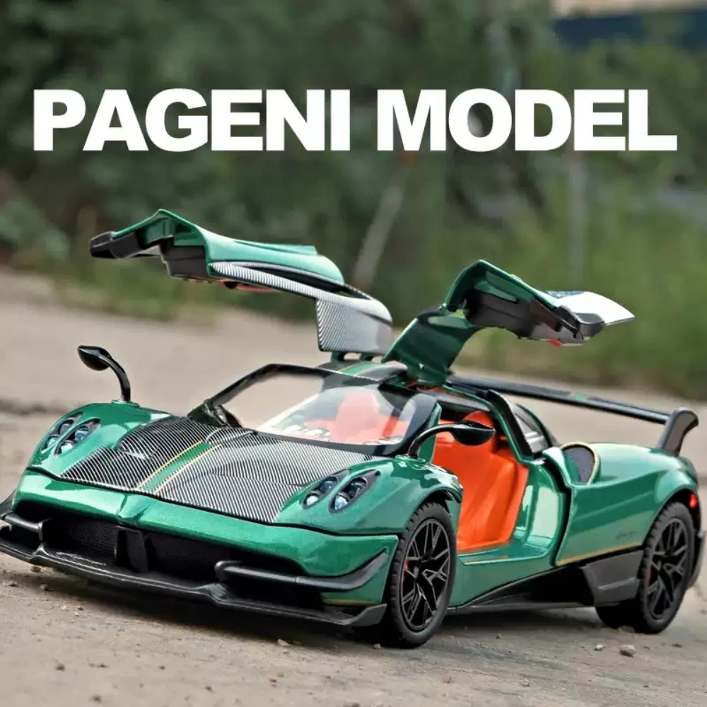 Pagani Huayra BC – voiture de sport en alliage, modèle moulé sous pression, jouet avec son et lumière, portes rétractables, véhicule ouvert, cadeau pour enfants, 1:32