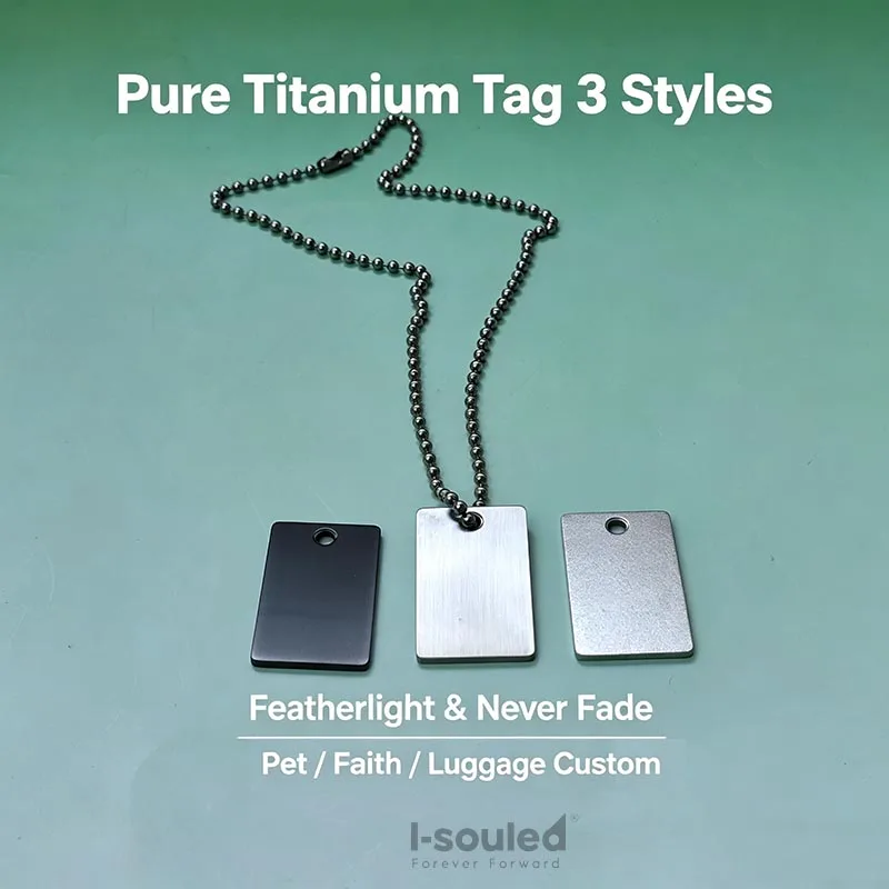 

Pure Titanium Pet ID Tag Custom Engraving 3 Styles Lightweight