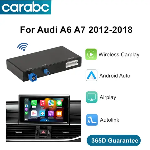 아우디 A6 A7 2012-2018용 CARABC 무선 카플레이 안드로이드 오토 인터페이스 미러링크 에어플레이 오토링크 블루투스 후방 카메라