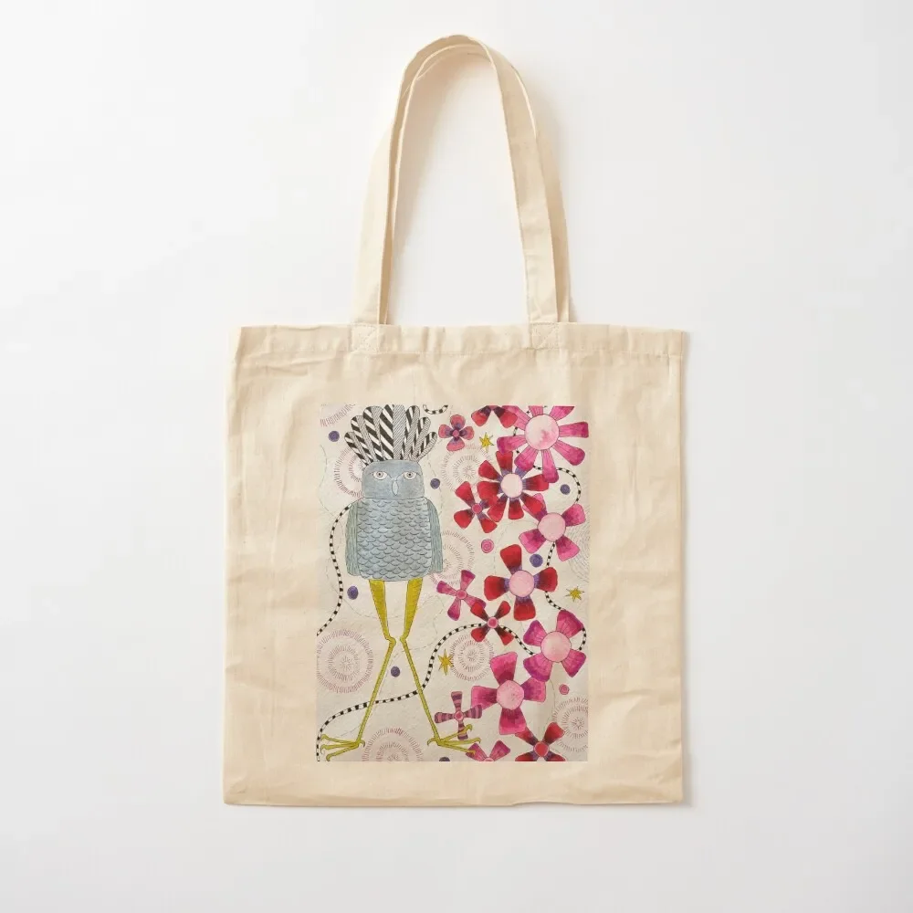 

Blue Owl with Flowers Tote Bag Women's bags shopper bag women canvas Tote Bag