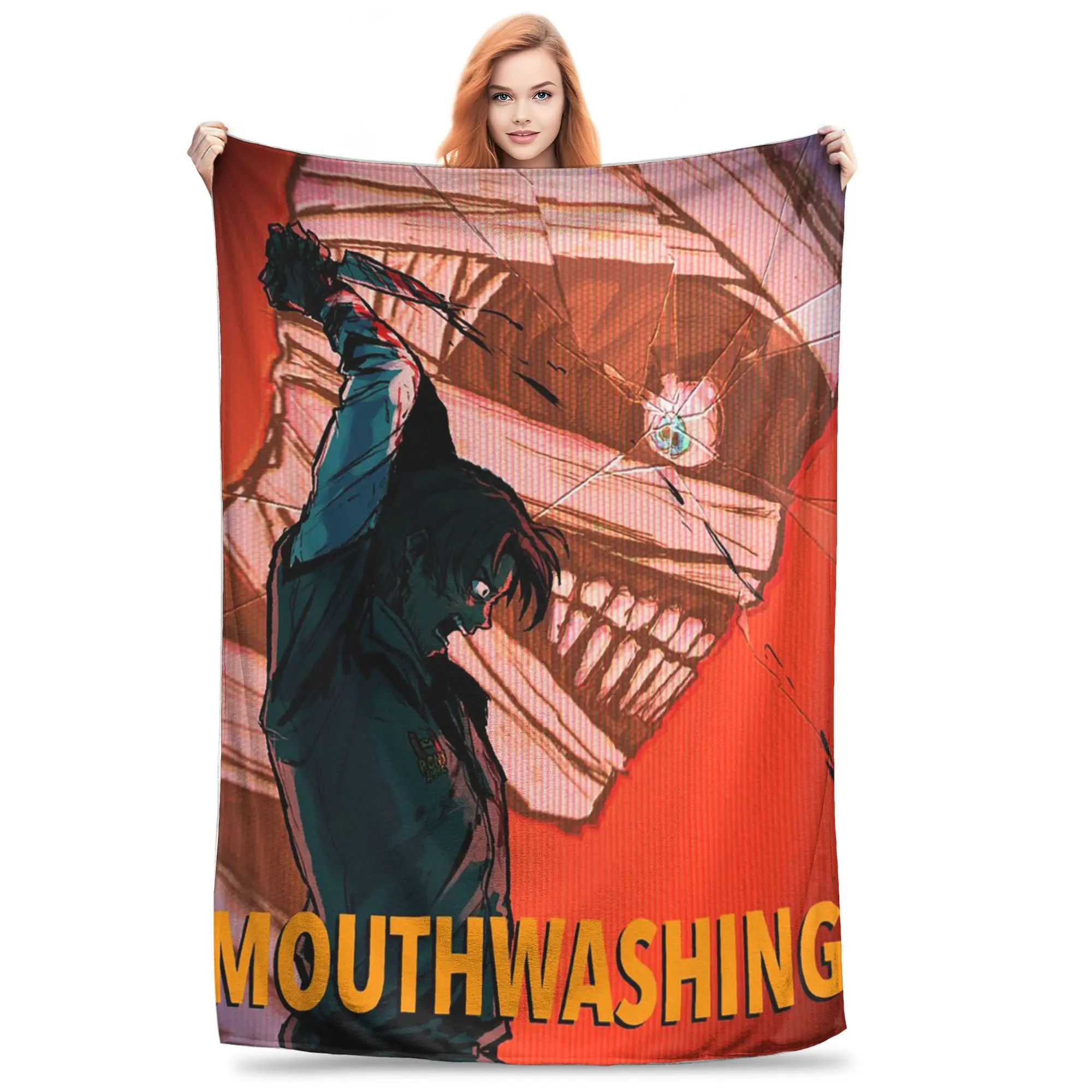 

Flannel Throw Blanket Horror Game Mouthwashing Warm Plush Blankets Soft Bedding for Bed Living room Home Picnic Couch