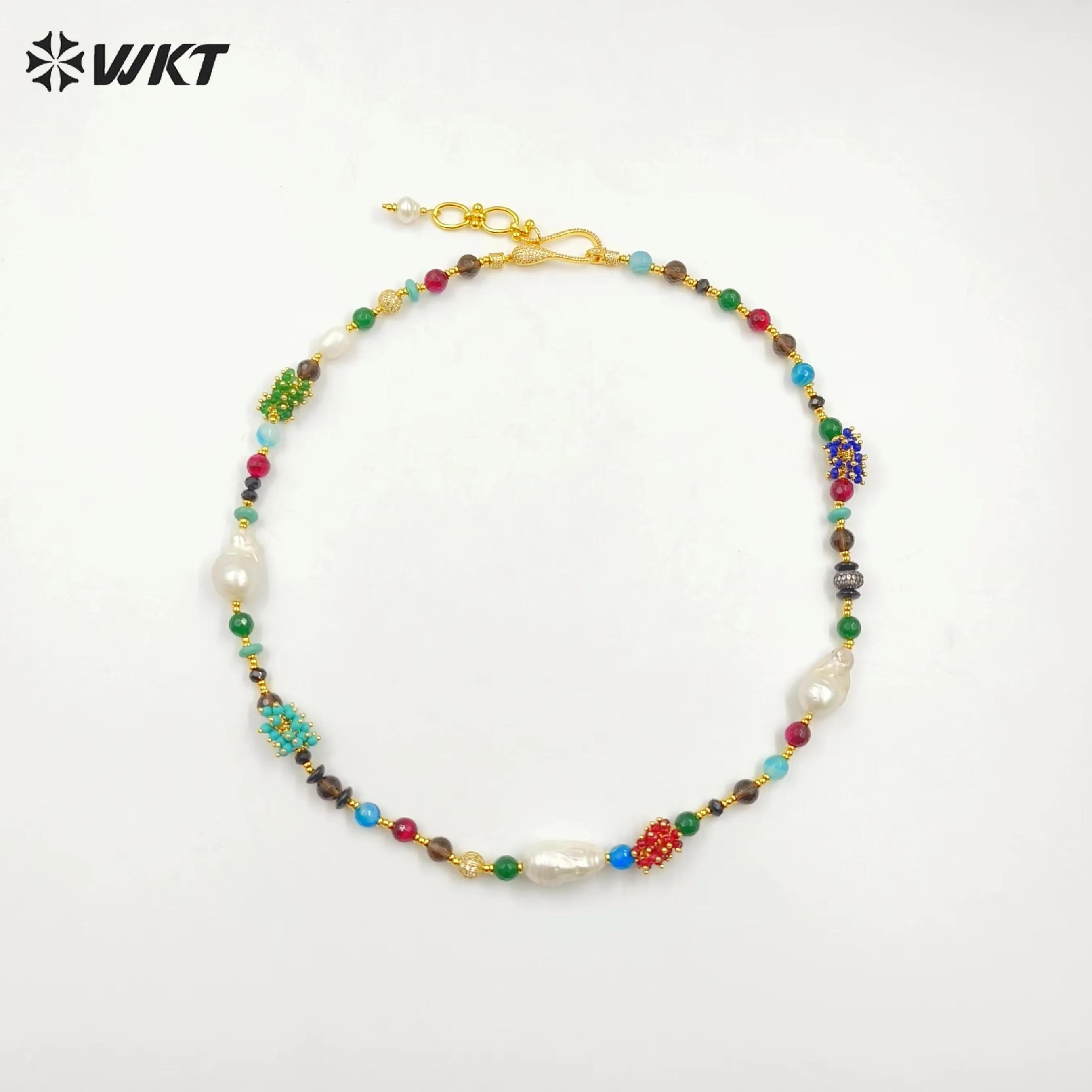 WT-JN264    2023 WKT Vintage Style Freshwater Pearl Colorful Bead Necklace Jewelry Chain Delicate Design Women Supplies NEW Sale