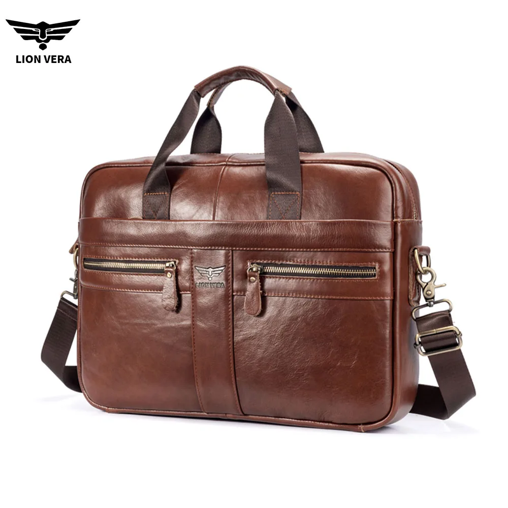 lion-vera-men's-genuine-leather-business-commuting-bag-large-capacity-portable-laptop-crossbody-fashion-shoulder-briefcase
