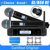 Sistema con micrófono recargable inalámbrico UHF profesional de 2 canales karaoke hogar KTV actuaciones de fiesta micrófono dinámico con batería