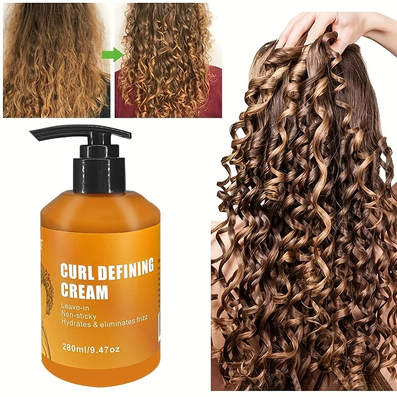 GZE Curl Defining Cream Leave-in Non-stick Hydrates & eliminates frizz, Hair-Smoothing Anti-Frizz Cream to Define All Curl Types