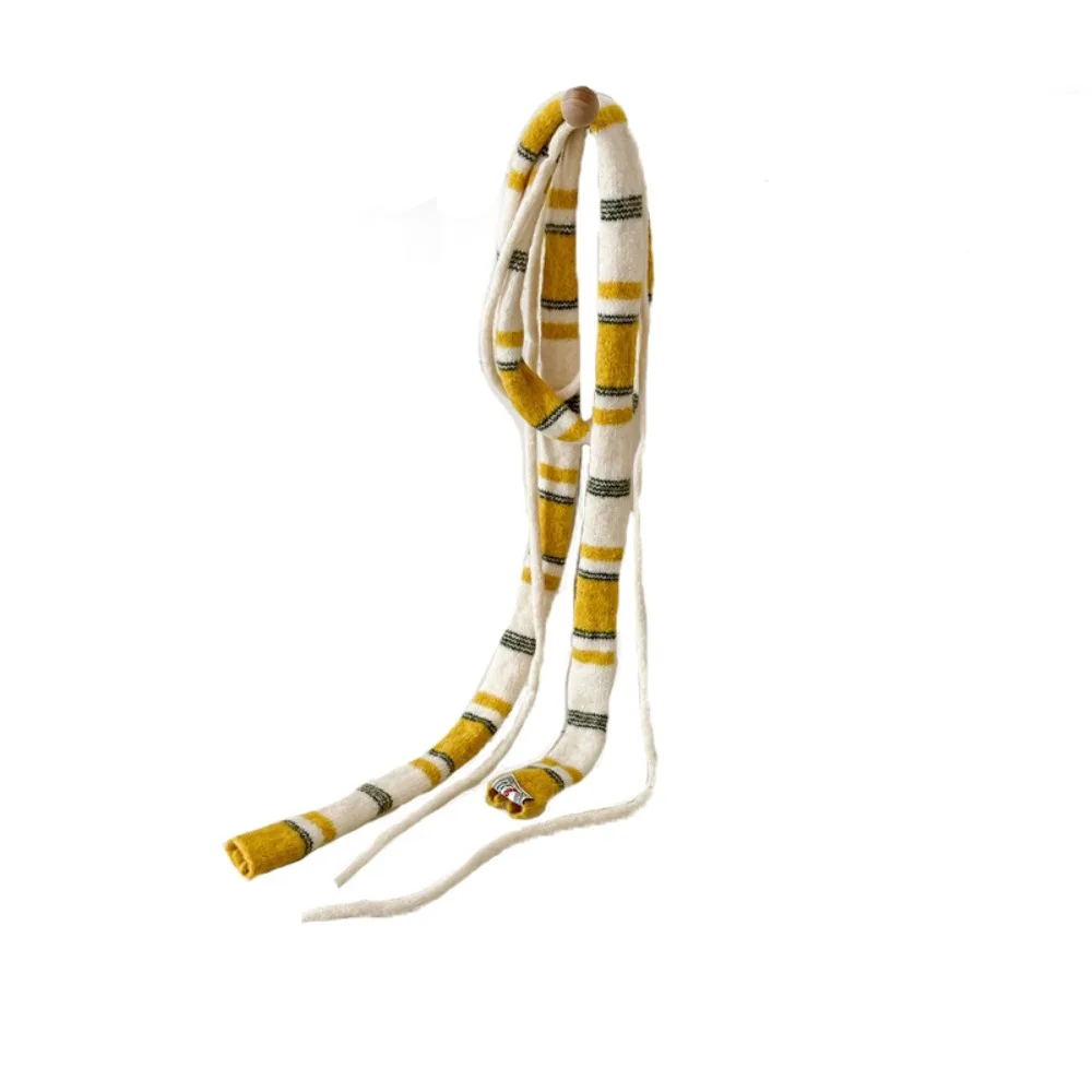 

Модный уличный шерстяной шарф в полоску, тонкий вязаный шарф, теплый узкий шарф на шею, осень-зима