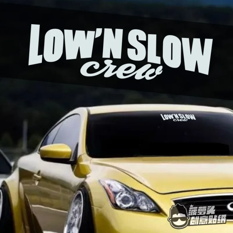 

Car Sticker, Creative English "LOW'N SLOW", JDM Front Windshield HF Low Profile Stance Group, Glass Modification Decal