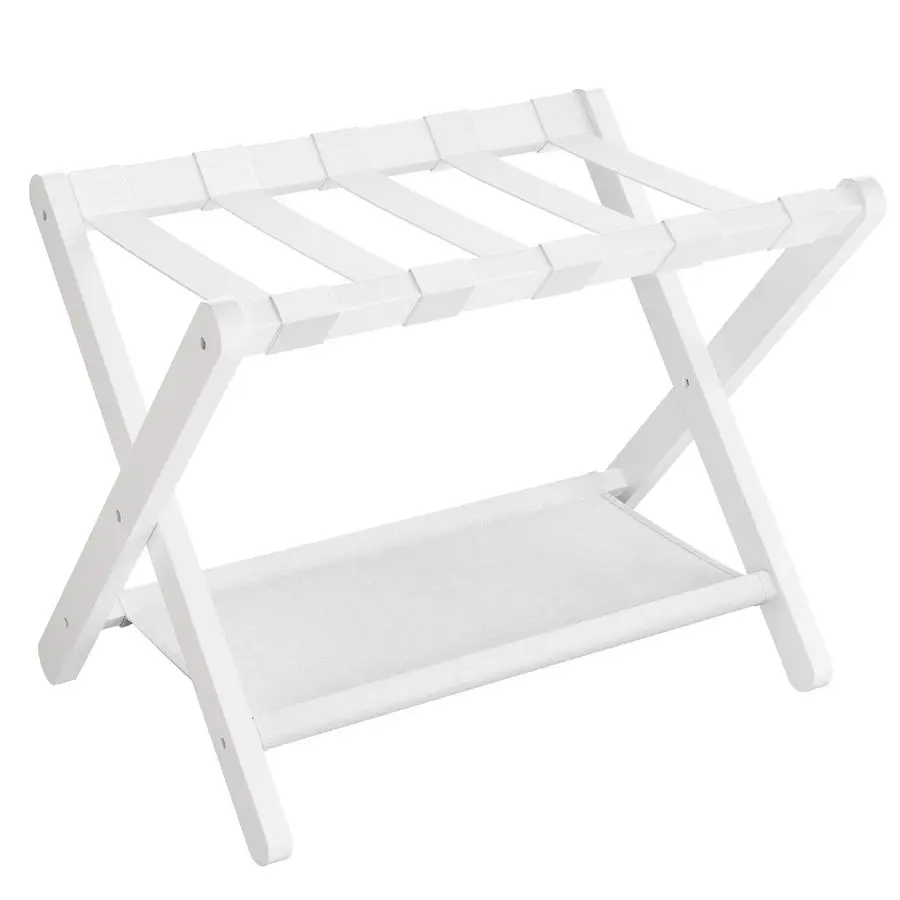 

Luggage Rack, Folding Suitcase Stand with Storage Shelf, for Guest Room, Hotel, Bedroom, HeavyDuty, Holds up to 131 lb, Classic
