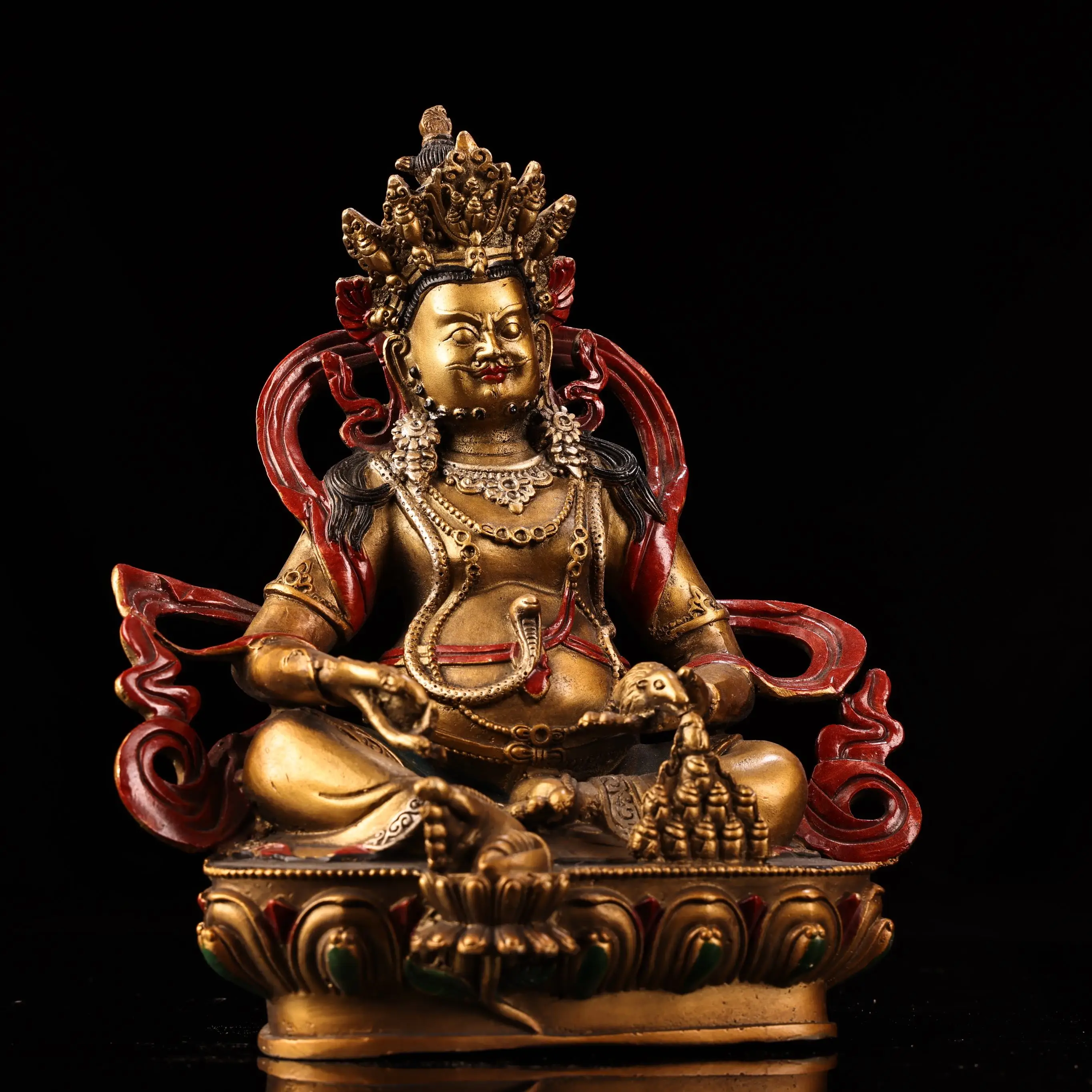 Ancient China's Refined Pure Copper Painted Yellow Fortune God with Exquisite Craftsmanship and Thick Coating,unique Fengshui