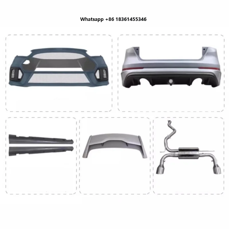 Front Rear Bumper Tail Wing Side Skirt Exhaust for 15-18 Hatchback Modified to Car Body Ki