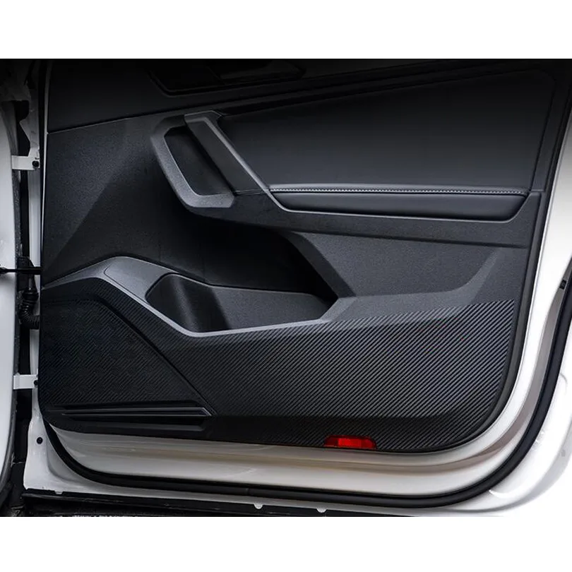 For Volkswagen VW Tiguan L 2017 2018 Carbon Fiber Style Car Door Anti-Kick Pad Protective Film Car Stickers 4Pcs