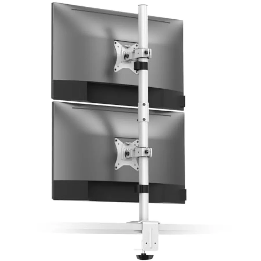Eco Stacked Arm Flexible Stand for 1732'' Screens Space-Saving Desk Mount for 2 Displays VESA-Compatible Ergonomic Setup White