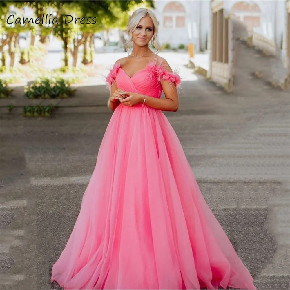 Delicate A-line Evening Dresses Sweetheart Neck Off The Shoulder Draped Demure Prom Dress Made Formal Party Gown فستان سهرة