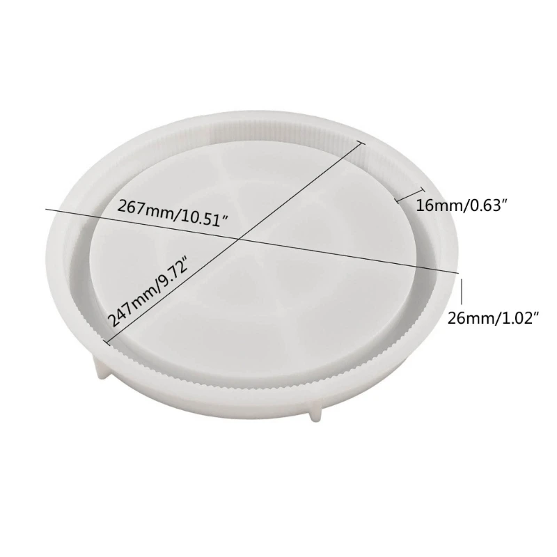 Round Storage Tray Mold Stripe Round Dish Mold Flowerpot Base Silicone Mold for Resin Concrete Cement Tray DIY Durable
