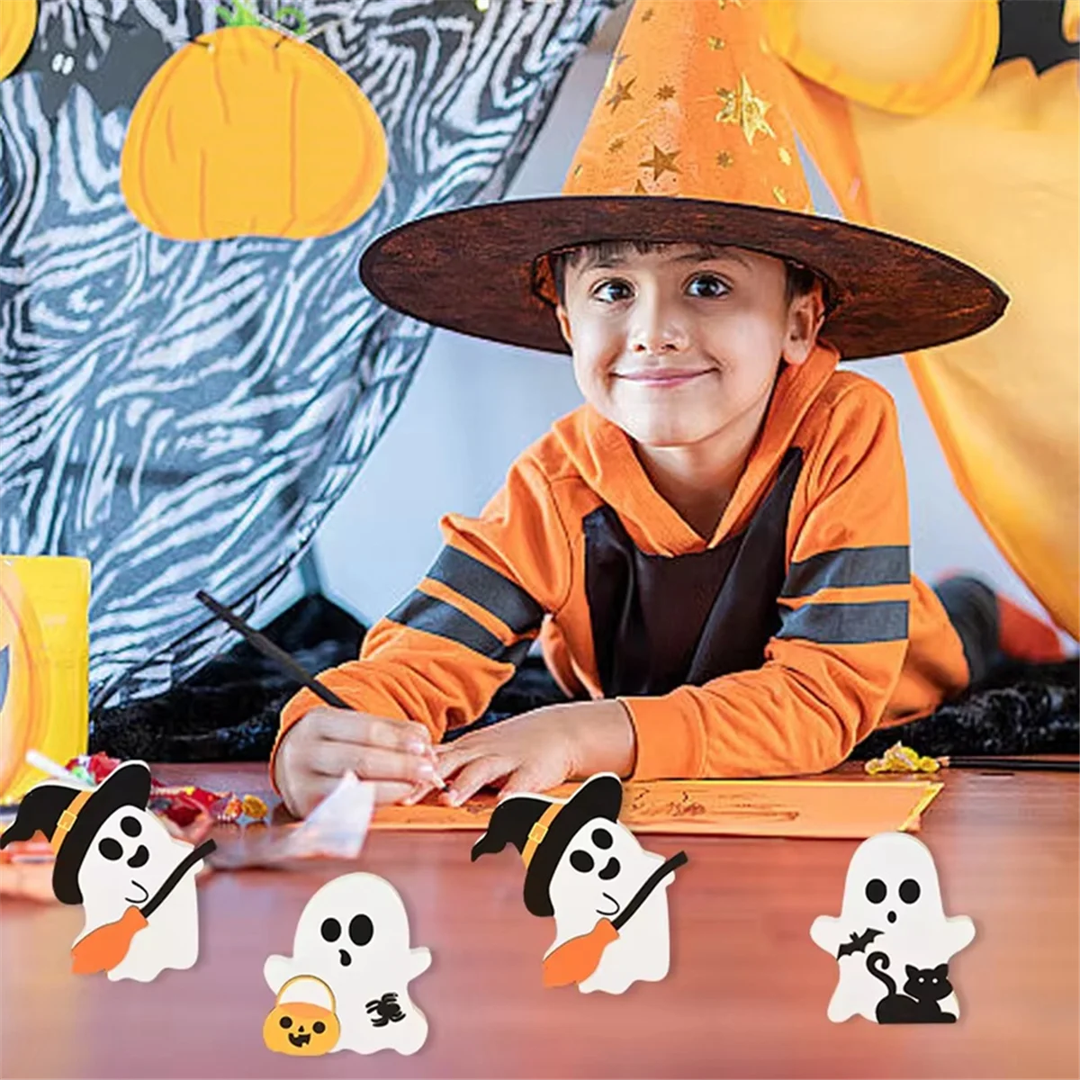 ABJY – panneau décoratif en bois pour Halloween, chauve-souris fantôme, balai de sorcière, décoration intérieure de Table de cuisine, de salle