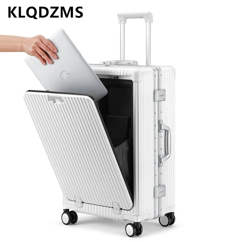 

KLQDZMS 18"20Inch Cabin Luggage Front Opening Laptop Boarding Case 24” Multifunctional Trolley Case USB Charging PC Suitcase