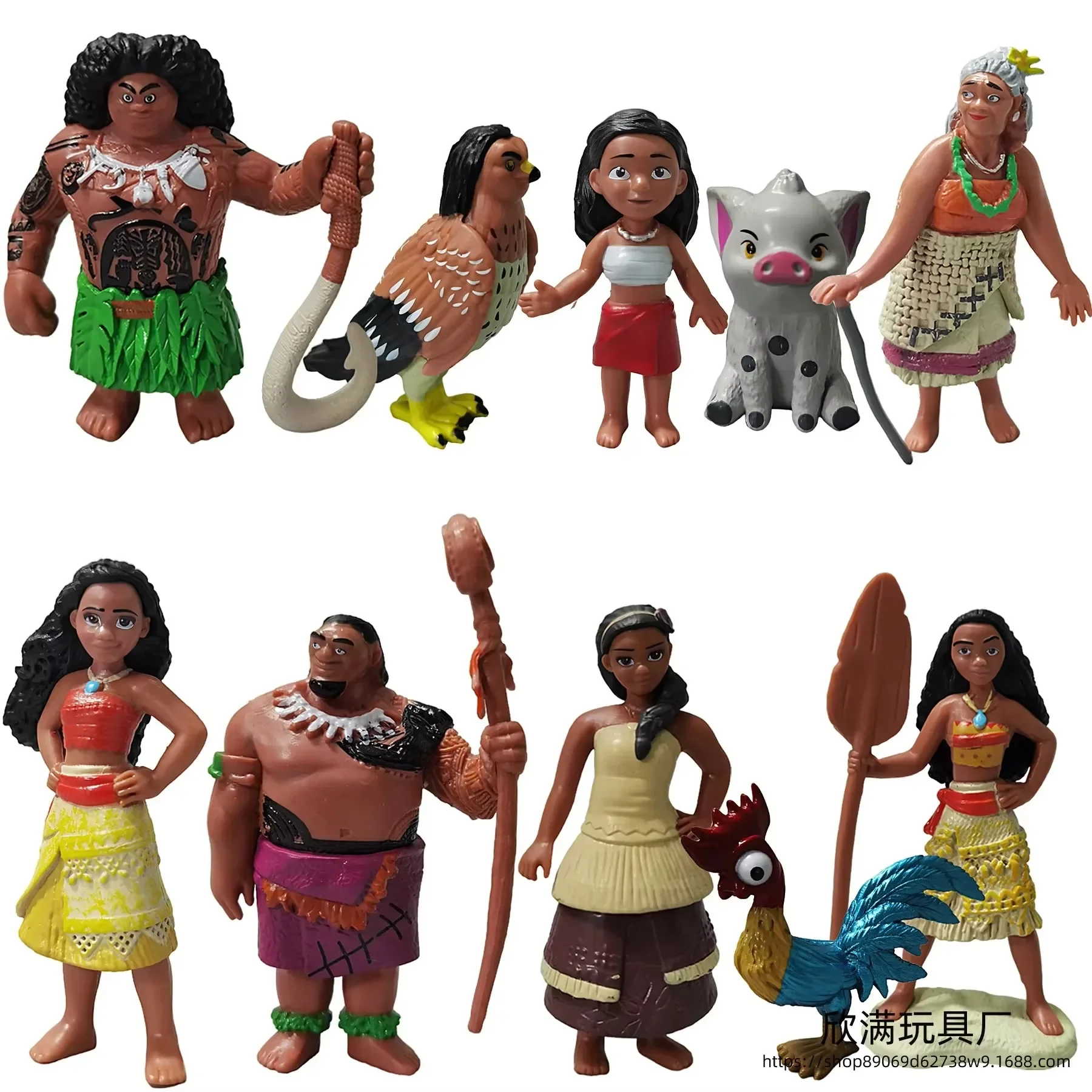 New Ocean Wonderland2 Moana Princess Legend Vaiana Maui Chief Tui Tala Heihei Pua Anime Figure Model Room Decor Cake Decoration