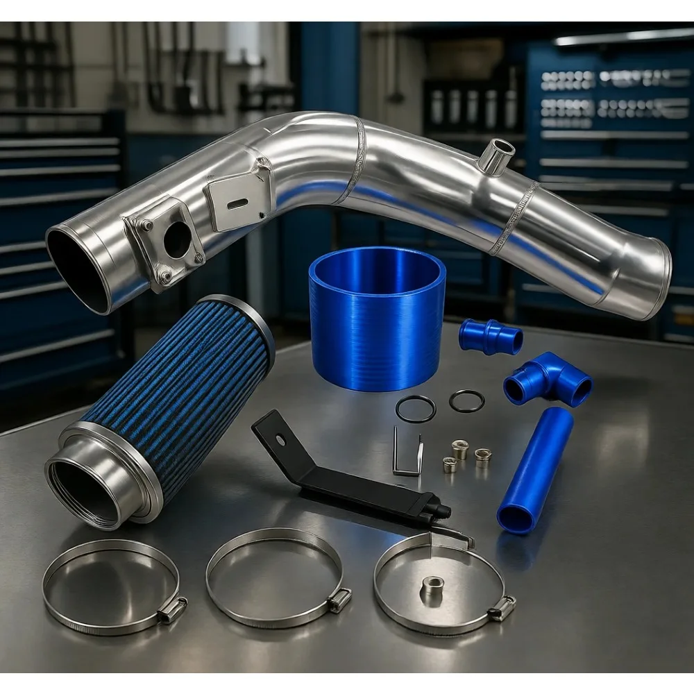 

Four Inch Cold Air Intake Kit for 6.0L Powerstroke Diesel Trucks 2003 2007 Blue