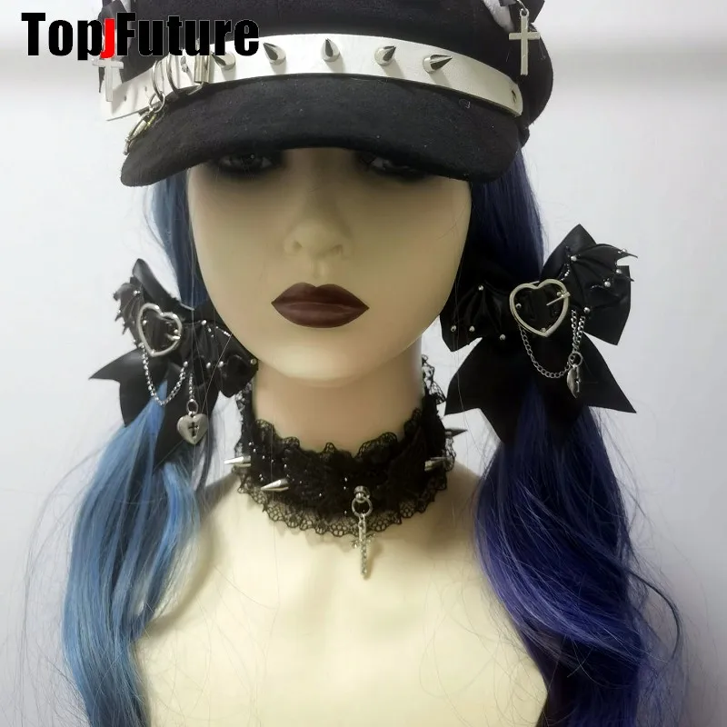 Gothic Lolita Hair clips Y2K girl Harajuku women devil bat wing pins Punk cross hairpin headdress angel punk aid pins Hairgrips