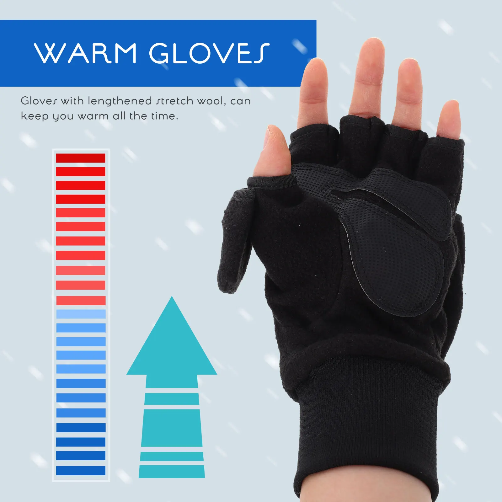 

Half Finger Warm Fleece Gloves Thermal Winter Outdoor Cover Mitts Touch Screen Non Slip Riding Gloves Men Women