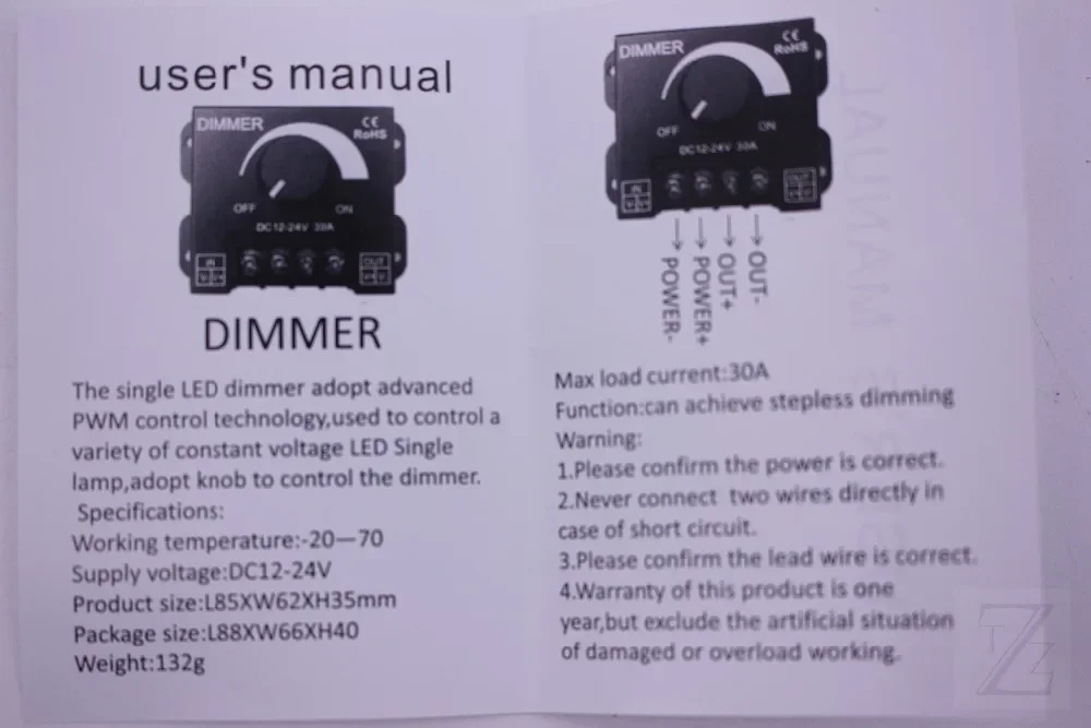 Variateur 30a DC 12V 24V 360W, luminosité réglable, pilote de bande lumineuse, contrôleur de puissance de lumière monochrome 5050 3528